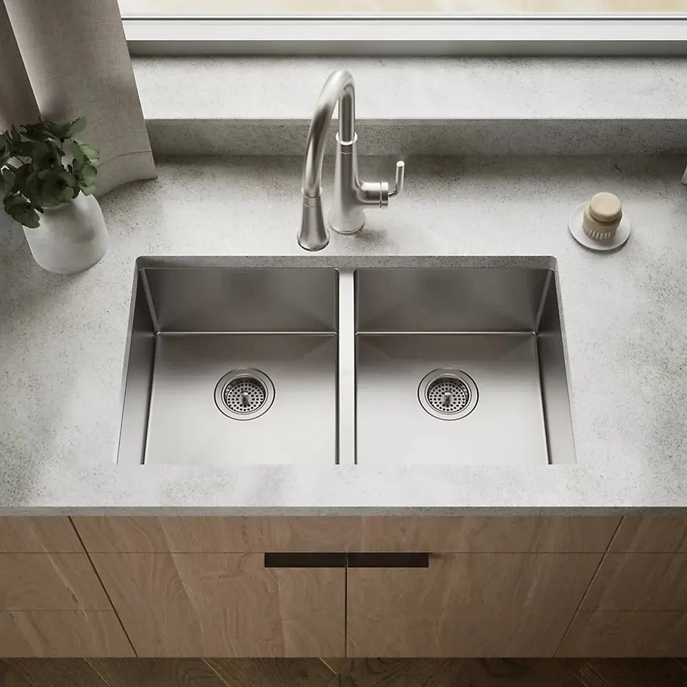 Kohler Strive 32" undermount double-bowl kitchen sink with accessories K-5281-NA - Plumbing Market