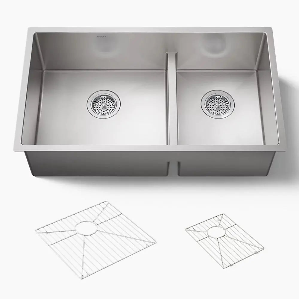 Kohler Strive Smart Divide 32" undermount double-bowl kitchen sink K-5284-NA - Plumbing Market