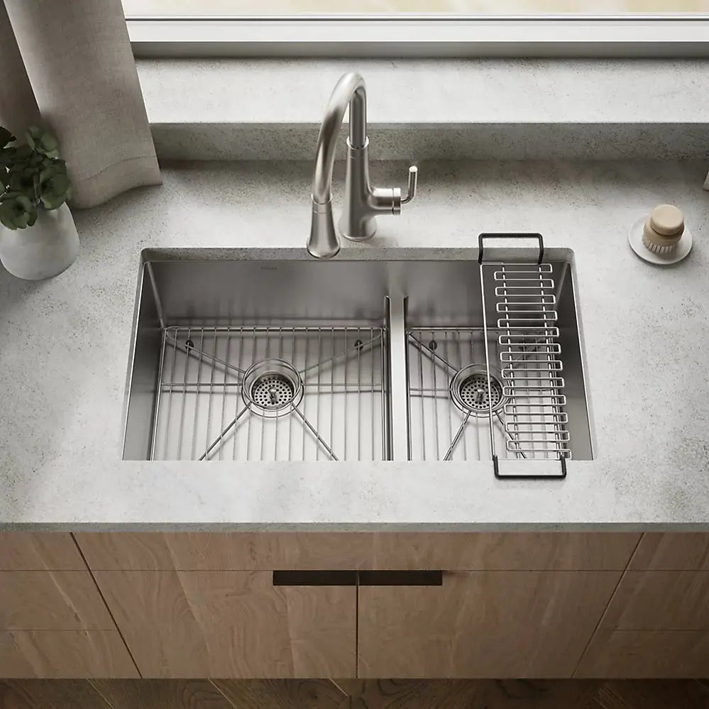 Kohler Strive Smart Divide 32" undermount double-bowl kitchen sink K-5284-NA - Plumbing Market