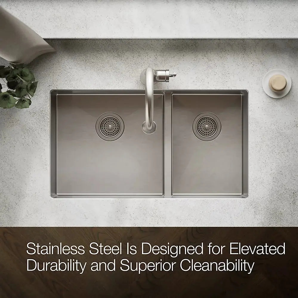 Kohler Strive Smart Divide 32" undermount double-bowl kitchen sink K-5284-NA - Plumbing Market