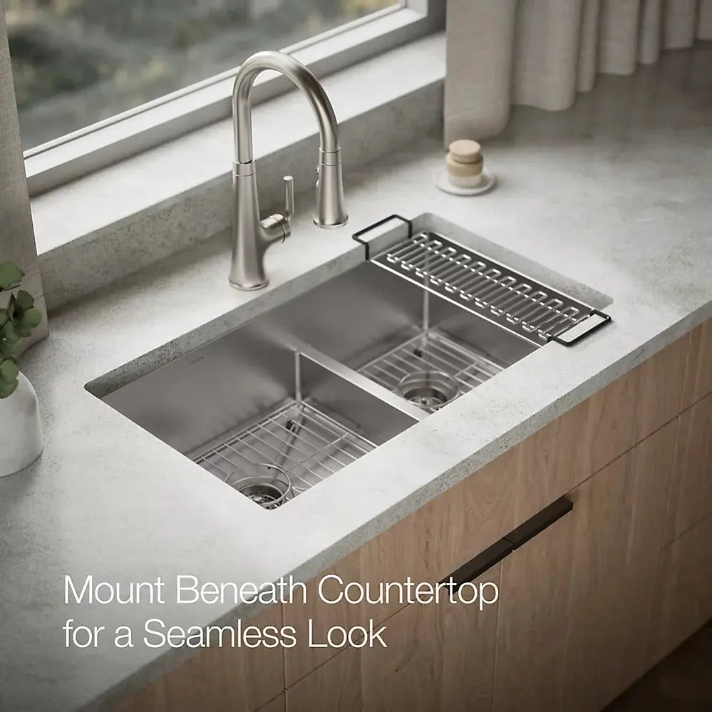 Kohler Strive Smart Divide 32" undermount double-bowl kitchen sink K-5284-NA - Plumbing Market