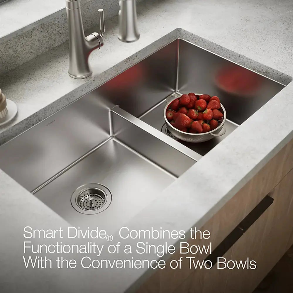 Kohler Strive Smart Divide 32" undermount double-bowl kitchen sink K-5284-NA - Plumbing Market