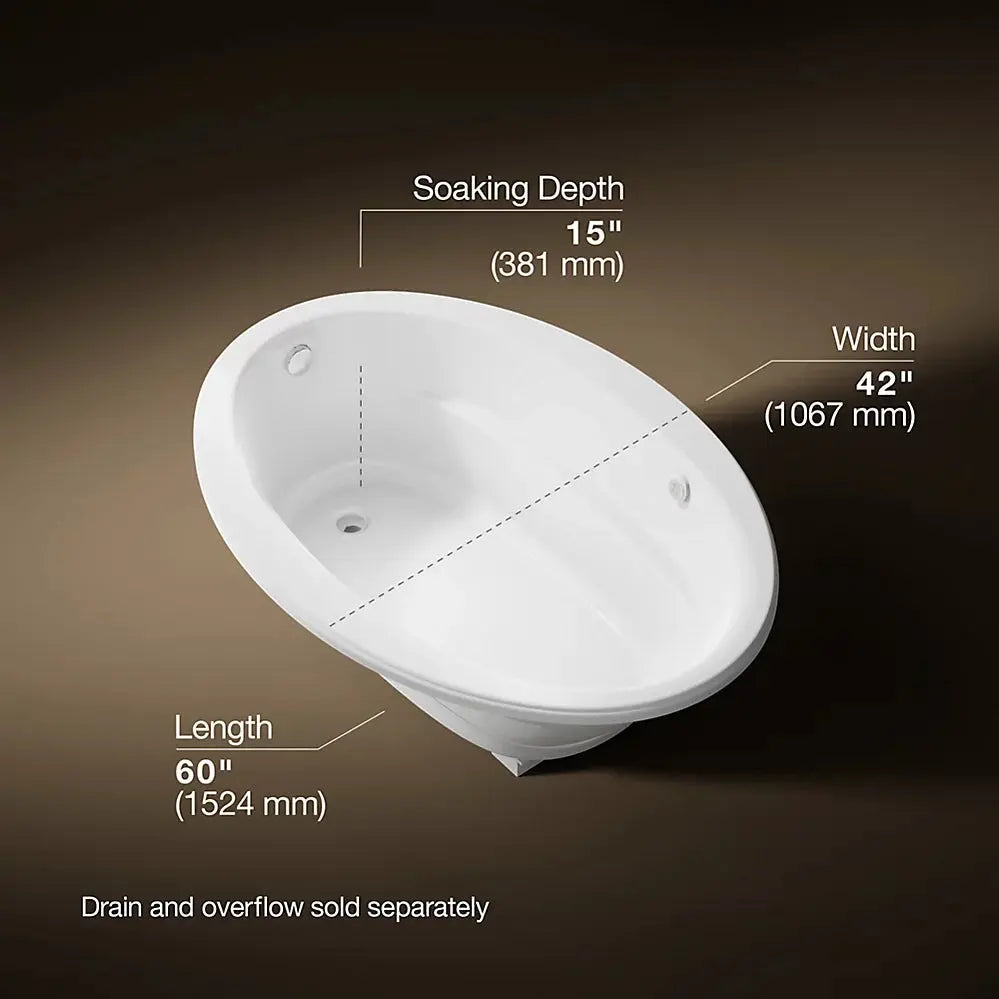 Kohler Sunward 60" x 42" drop-in Heated BubbleMassage air bath White - Plumbing Market