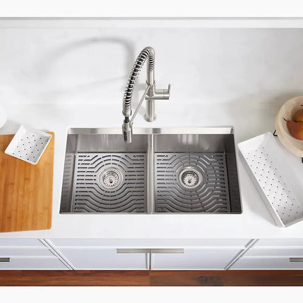 Kohler Task Smart Divide Smart Divide 33" top-/undermount double-bowl workstation kitchen sink K-80085-2PC-NA - Plumbing Market