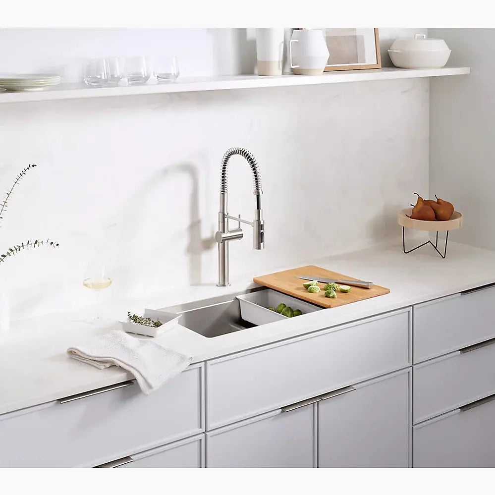 Kohler Task Smart Divide Smart Divide 33" top-/undermount double-bowl workstation kitchen sink K-80085-2PC-NA - Plumbing Market