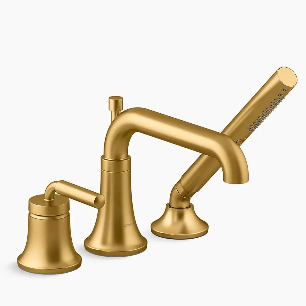 Kohler Tone Deck-mount bath faucet with handshower Vibrant Brushed Moderne Brass - Plumbing Market