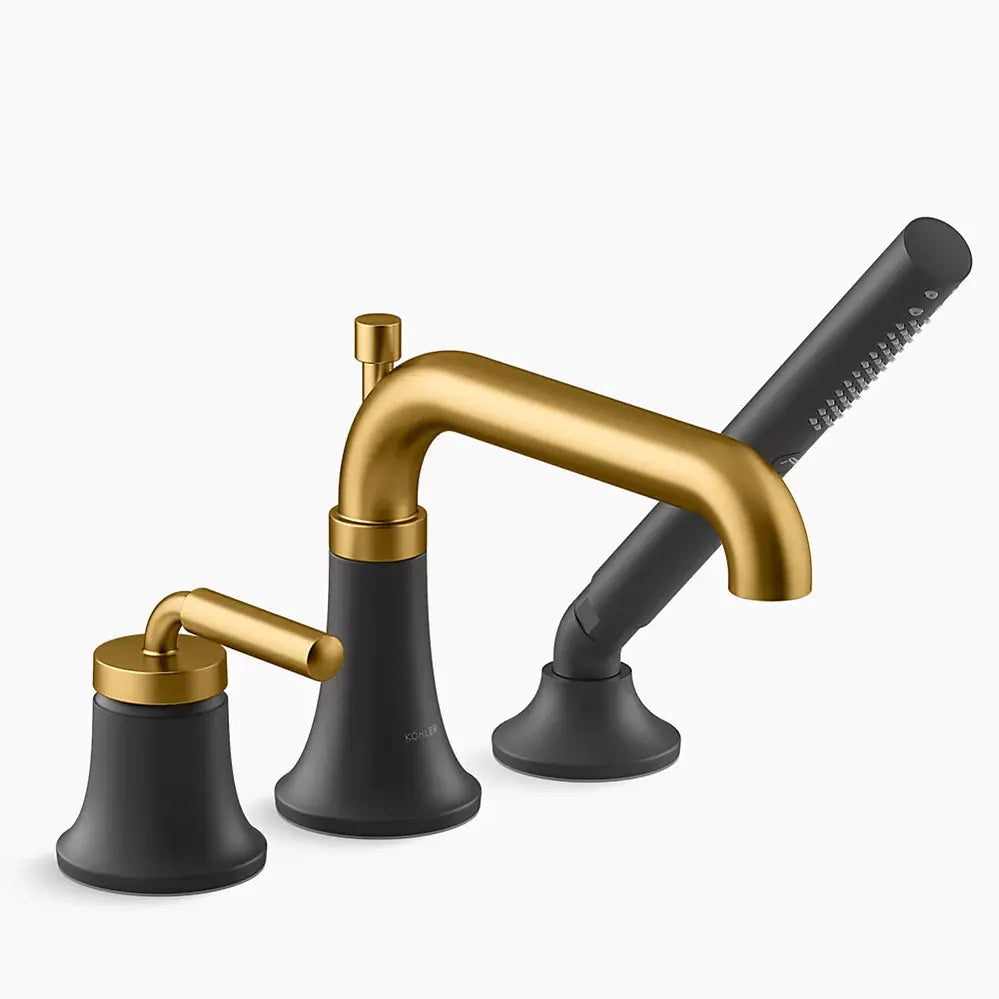 Kohler Tone Deck-mount bath faucet with handshower matte black brushed brass - Plumbing Market