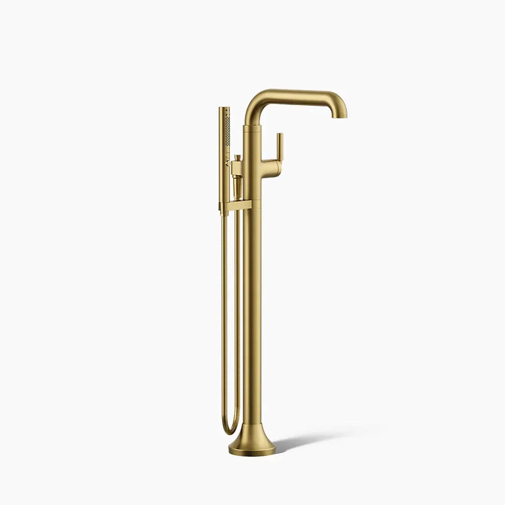 Kohler Tone Floor-mount bath filler trim with handshower Brushed Moderne Brass - Plumbing Market