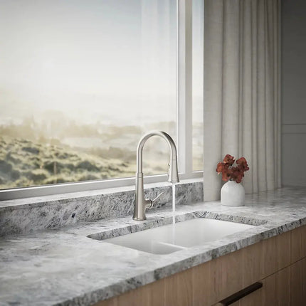 Kohler Tone Pull-down kitchen sink faucet with three-function sprayhead K-23764-VS - Plumbing Market