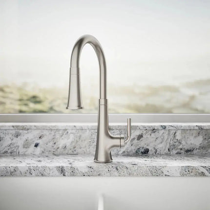 Kohler Tone Pull-down kitchen sink faucet with three-function sprayhead K-23764-VS - Plumbing Market
