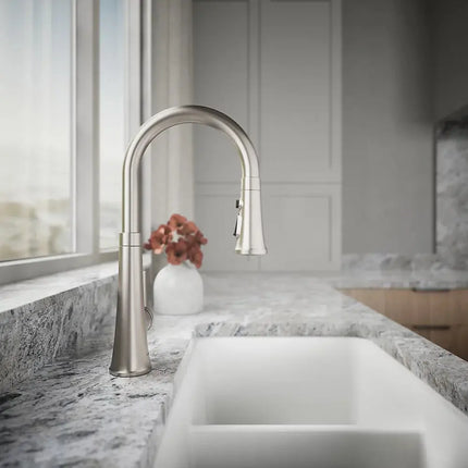 Kohler Tone Pull-down kitchen sink faucet with three-function sprayhead K-23764-VS - Plumbing Market