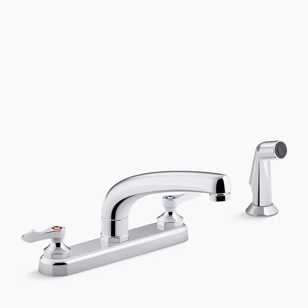 Kohler Triton Bowe 1.5 gpm kitchen sink faucet with 8-3/16" swing spout, matching finish sidespray, aerated flow and lever handles - Plumbing Market