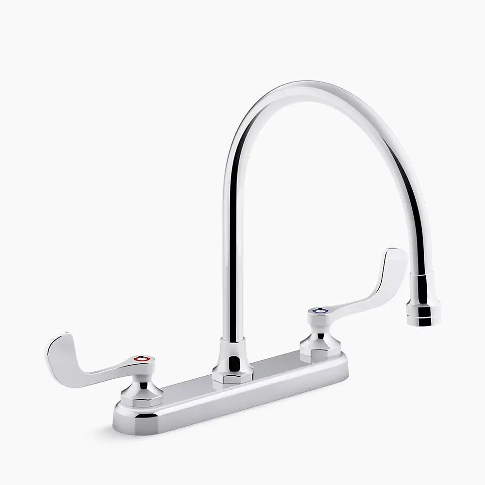 Kohler Triton Bowe 1.8 gpm kitchen sink faucet with 9-5/16" gooseneck spout, aerated flow and wristblade handles - Plumbing Market