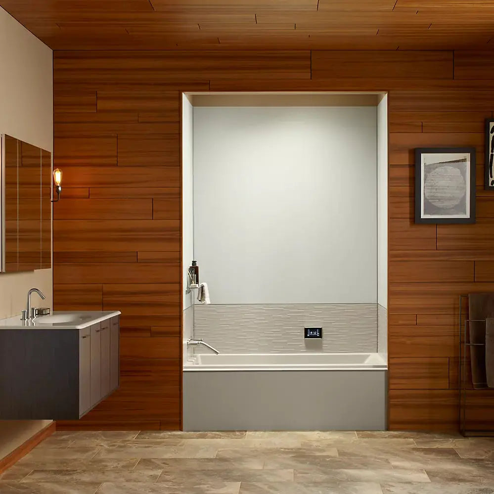 Kohler Underscore 60" x 30" alcove Heated BubbleMassage air bath with whirlpool, right drain K-1167-XHGHR-0 - Plumbing Market