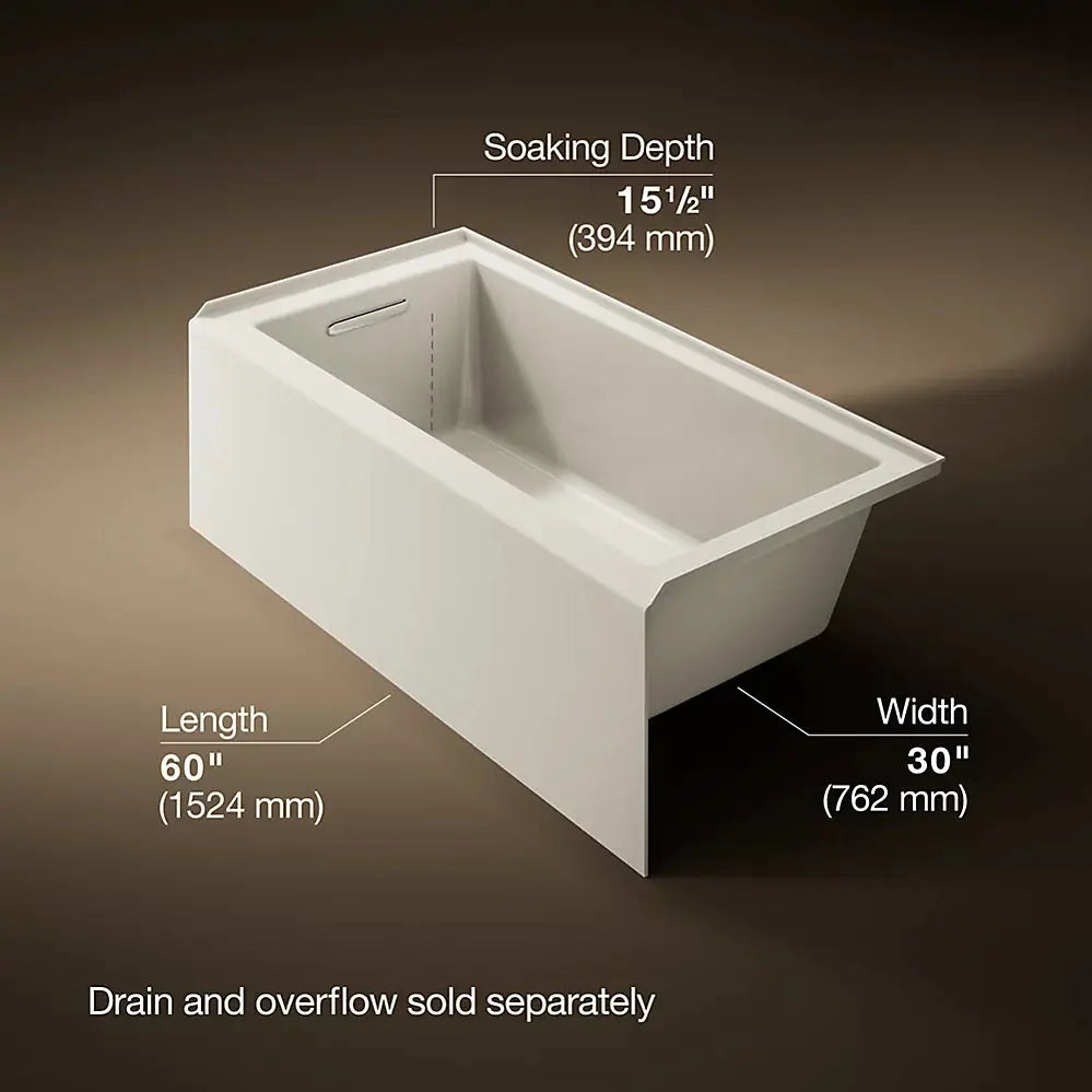 Kohler Underscore 60" x 30" alcove bath right drain Biscuit - Plumbing Market