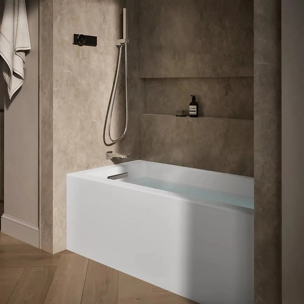 Kohler Underscore 60" x 30" alcove bath with integral apron, integral flange, and left-hand drain White - Plumbing Market