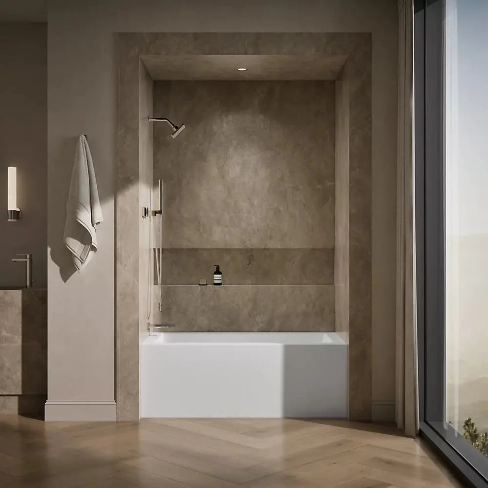 Kohler Underscore 60" x 30" alcove bath with integral apron, integral flange, and left-hand drain White - Plumbing Market