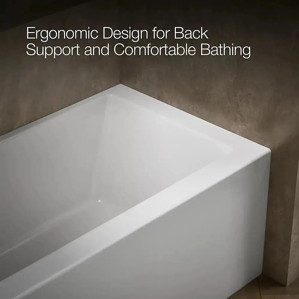 Kohler Underscore 60" x 30" alcove bath with integral apron, integral flange, and left-hand drain White - Plumbing Market