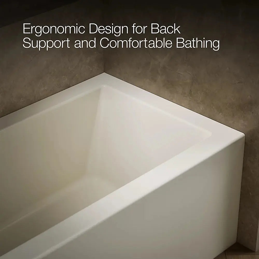 Kohler Underscore 60" x 32" alcove bath, left drain Biscuit - Plumbing Market