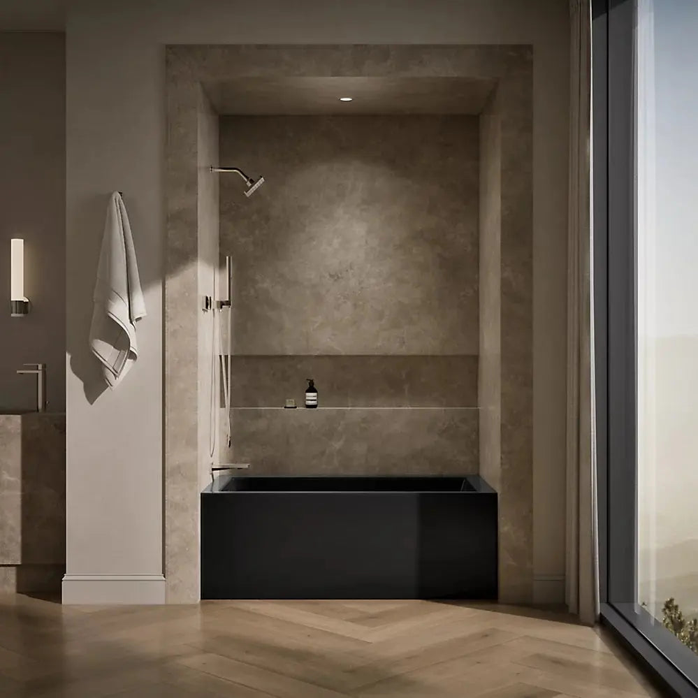 Kohler Underscore 60" x 32" alcove bath, left drain black - Plumbing Market