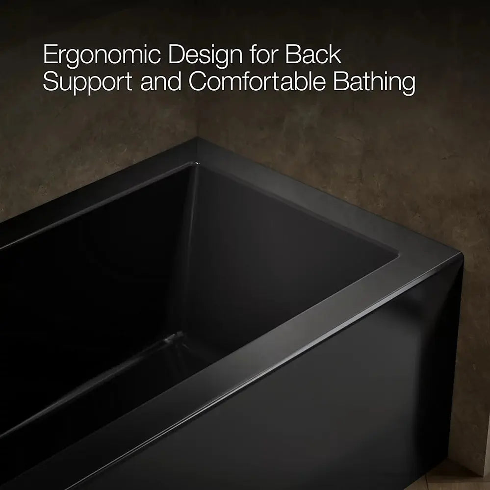Kohler Underscore 60" x 32" alcove bath, left drain black - Plumbing Market