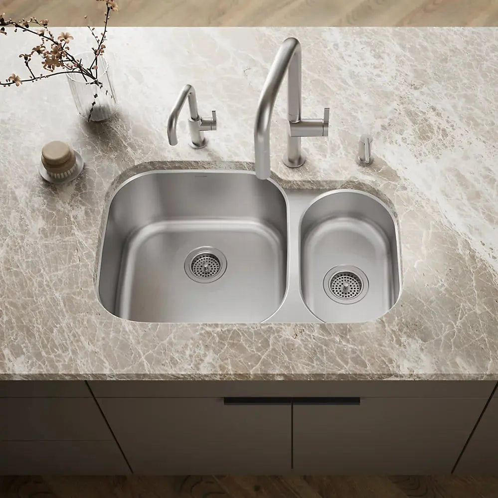 Kohler Undertone 30-3/4" undermount double-bowl kitchen sink K-3355-NA - Plumbing Market