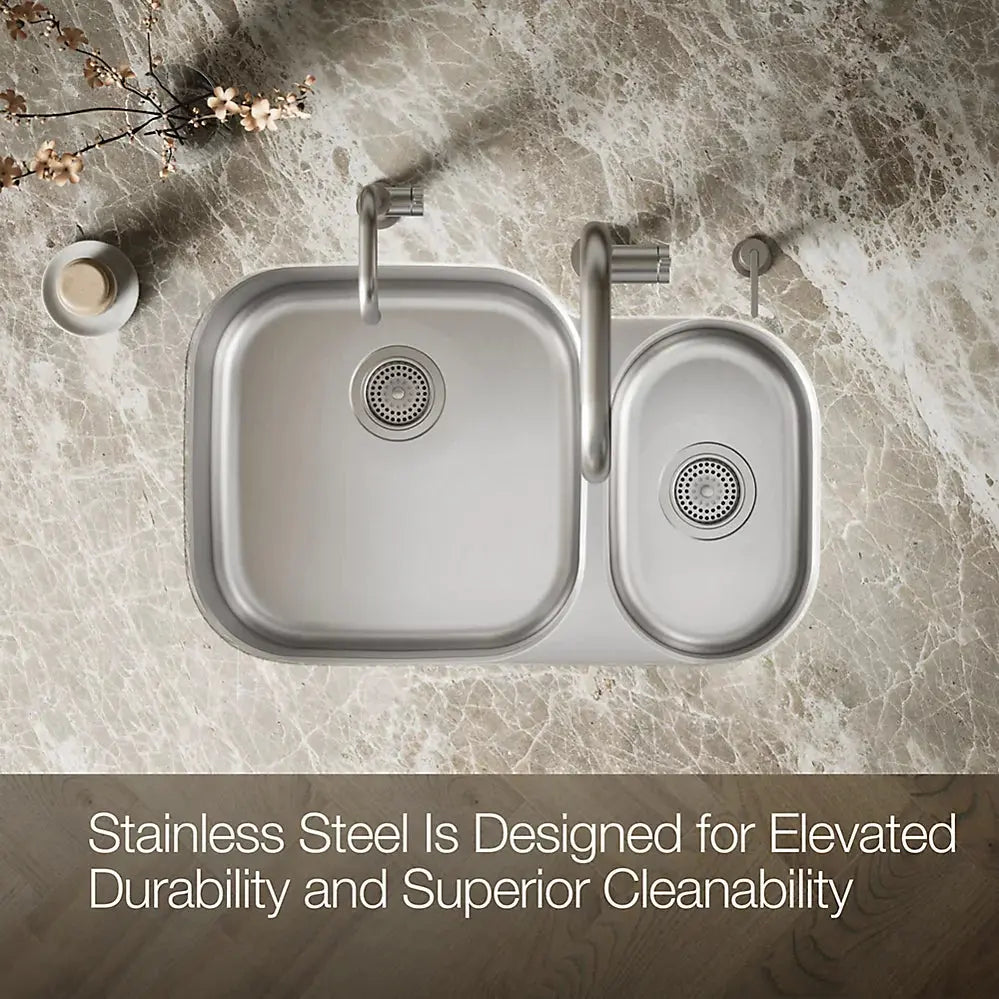 Kohler Undertone 30-3/4" undermount double-bowl kitchen sink K-3355-NA - Plumbing Market