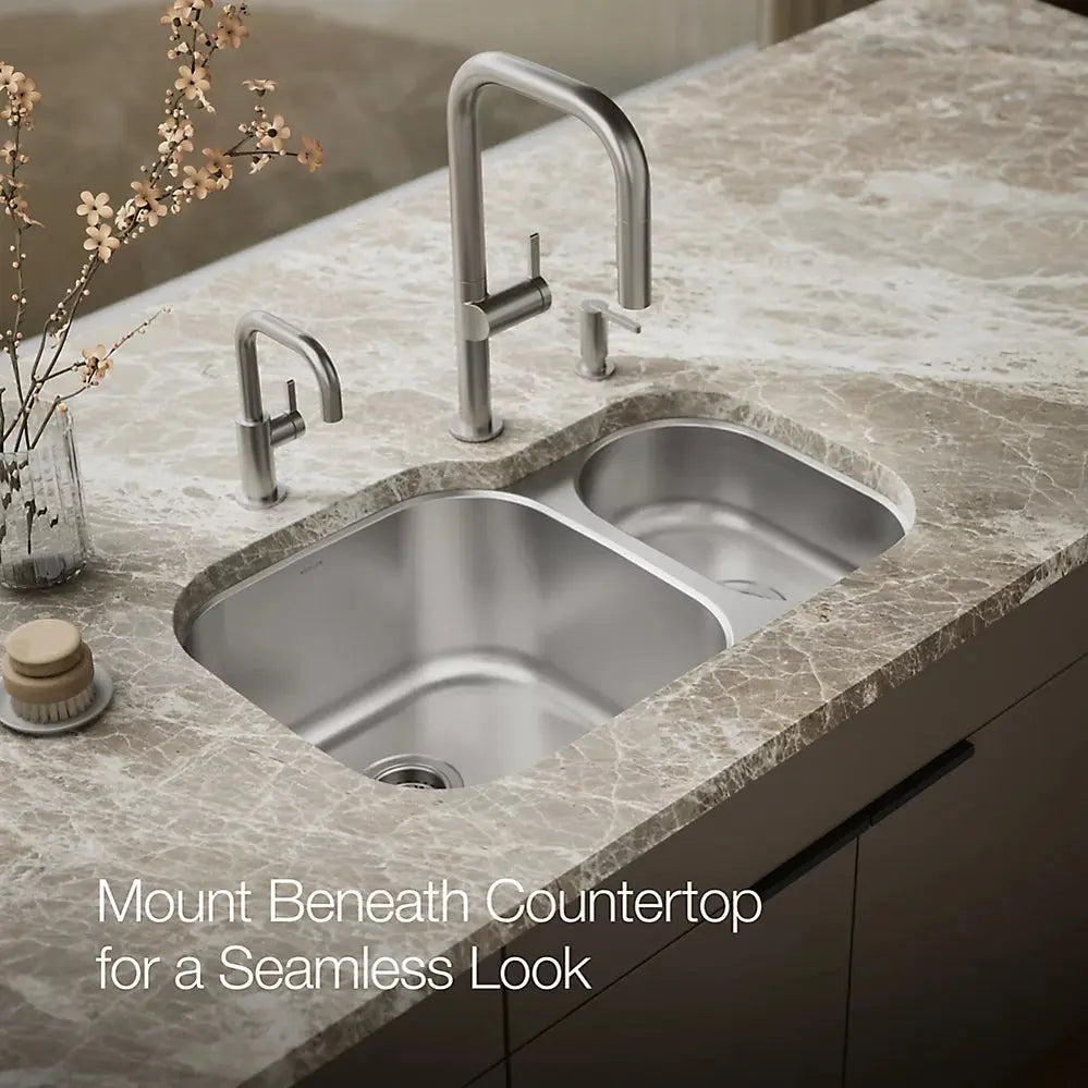 Kohler Undertone 30-3/4" undermount double-bowl kitchen sink K-3355-NA - Plumbing Market