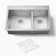 Kohler Vault 33" top-/undermount double-bowl kitchen sink K-3823-1-NA - Plumbing Market