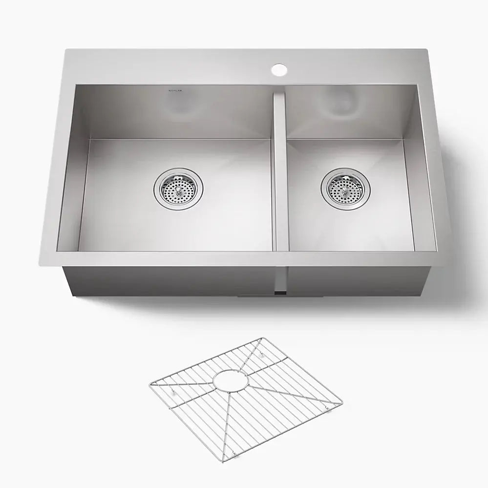 Kohler Vault 33" top-/undermount double-bowl kitchen sink K-3823-1-NA - Plumbing Market