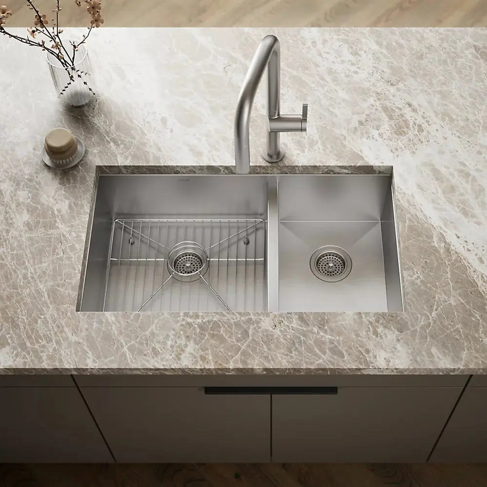 Kohler Vault 33" top-/undermount double-bowl kitchen sink K-3823-1-NA - Plumbing Market