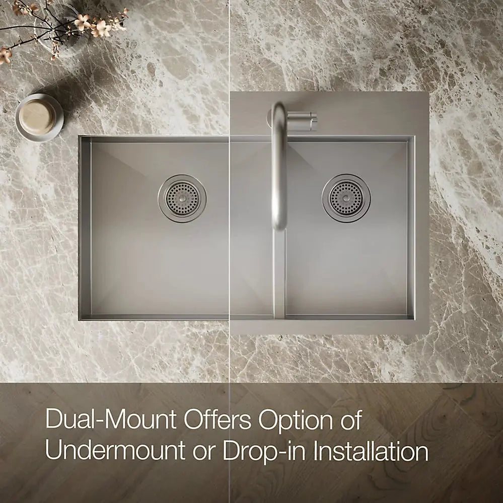 Kohler Vault 33" top-/undermount double-bowl kitchen sink K-3823-1-NA - Plumbing Market