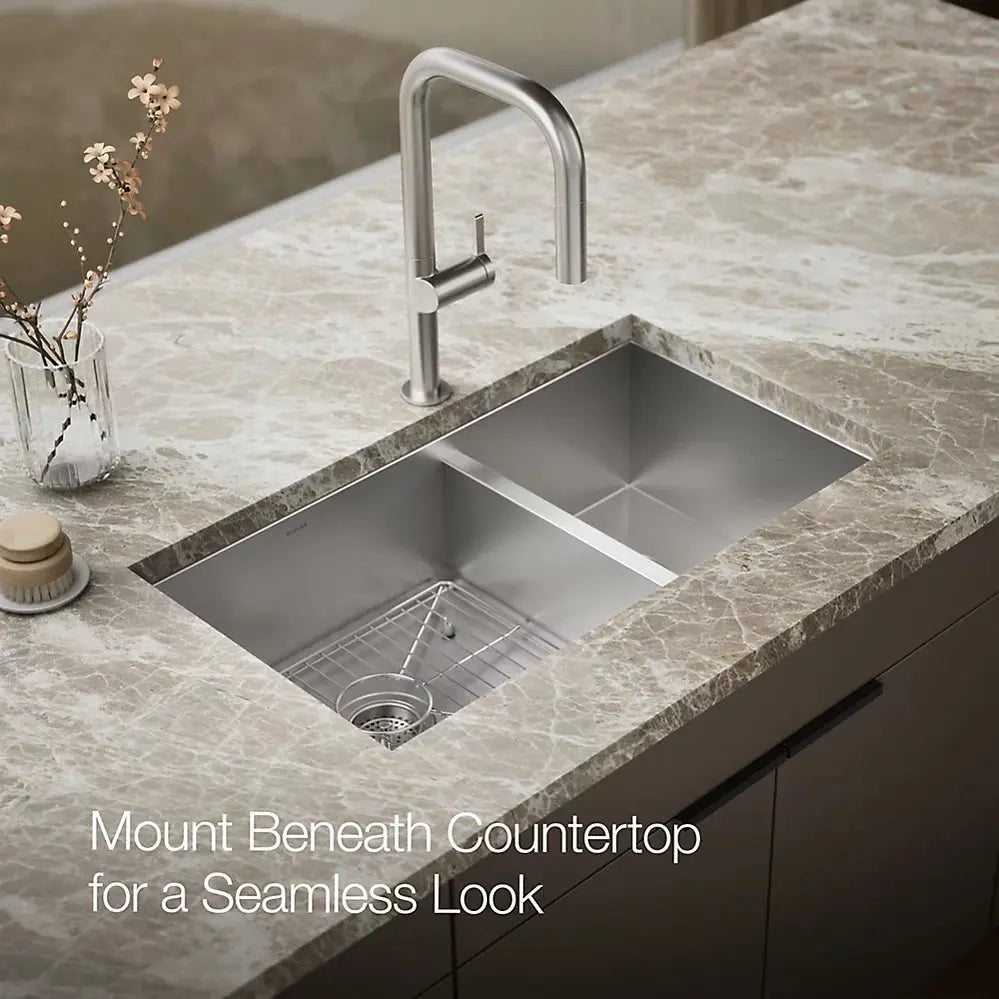 Kohler Vault 33" top-/undermount double-bowl kitchen sink K-3823-1-NA - Plumbing Market