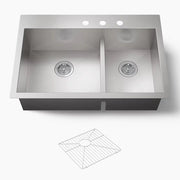 Kohler Vault Smart Divide 33" top-/undermount double-bowl kitchen sink K-3839-3-NA - Plumbing Market