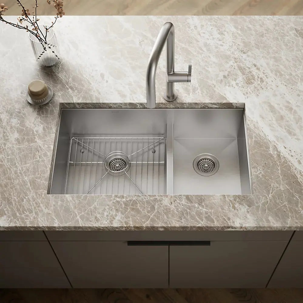 Kohler Vault Smart Divide 33" top-/undermount double-bowl kitchen sink K-3839-3-NA - Plumbing Market