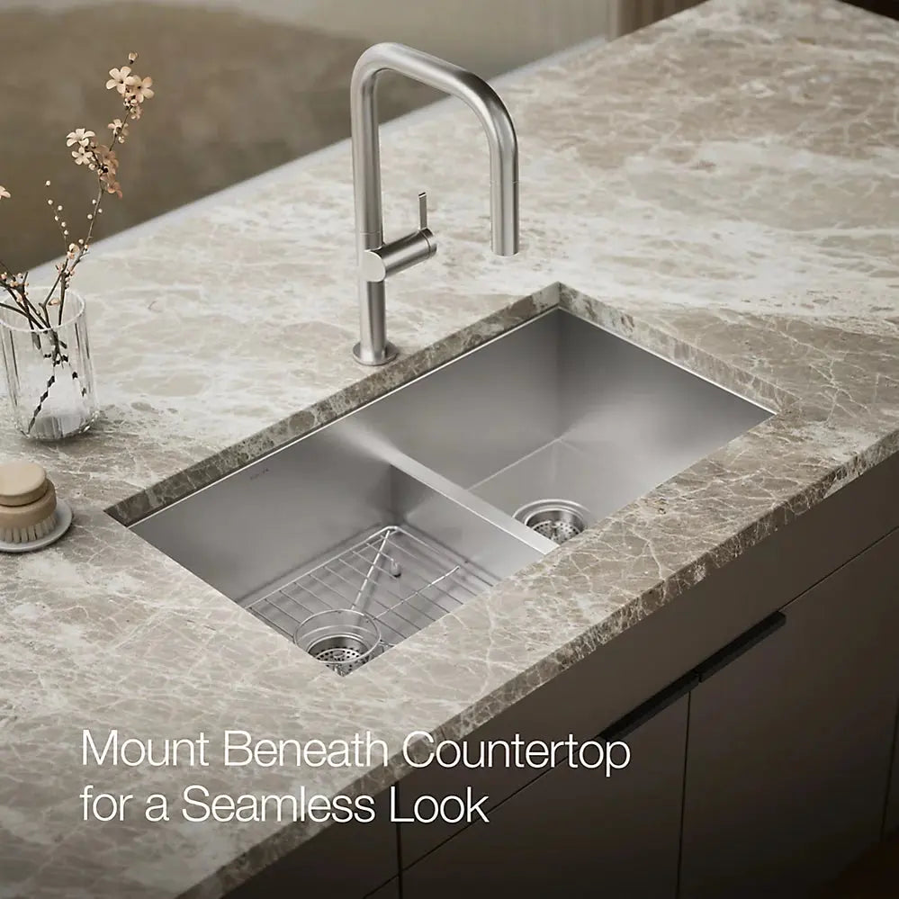 Kohler Vault Smart Divide 33" top-/undermount double-bowl kitchen sink K-3839-3-NA - Plumbing Market