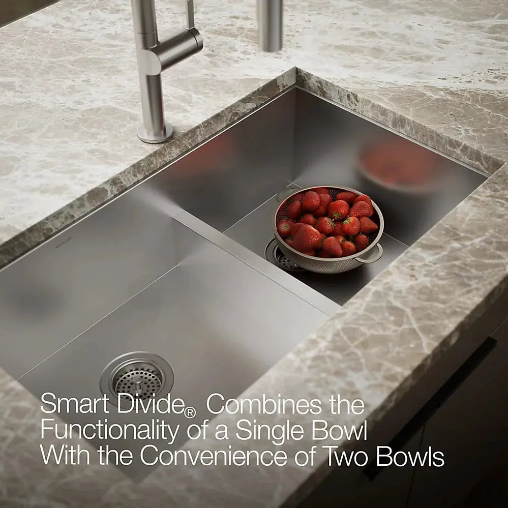 Kohler Vault Smart Divide 33" top-/undermount double-bowl kitchen sink K-3839-3-NA - Plumbing Market