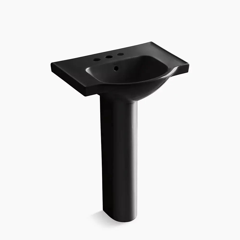 Kohler Veer 24" rectangular pedestal bathroom sink black - Plumbing Market