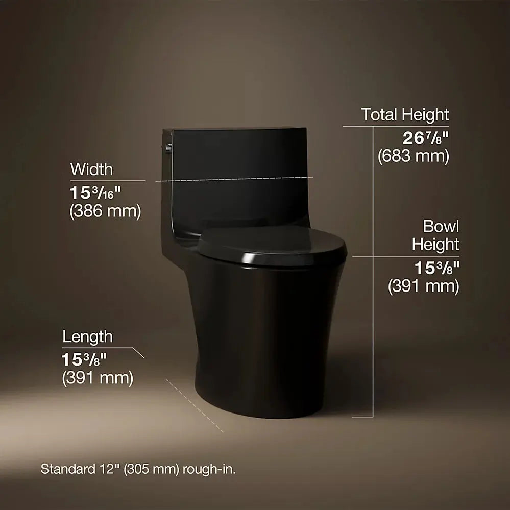 Kohler Veil One-piece elongated toilet with skirted trapway, dual-flush Black - Plumbing Market