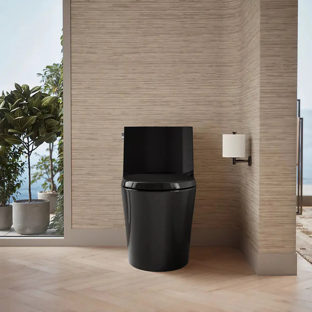Kohler Veil One-piece elongated toilet with skirted trapway, dual-flush Black - Plumbing Market
