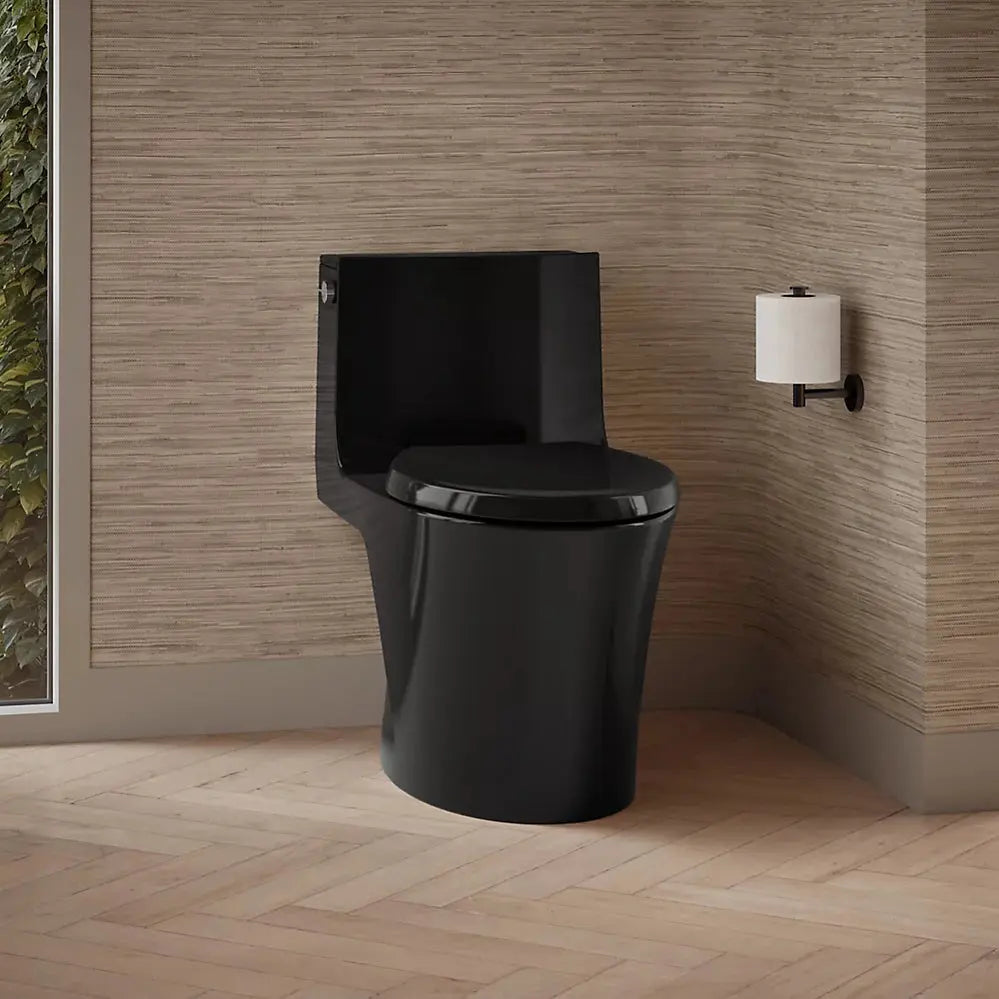 Kohler Veil One-piece elongated toilet with skirted trapway, dual-flush Black - Plumbing Market