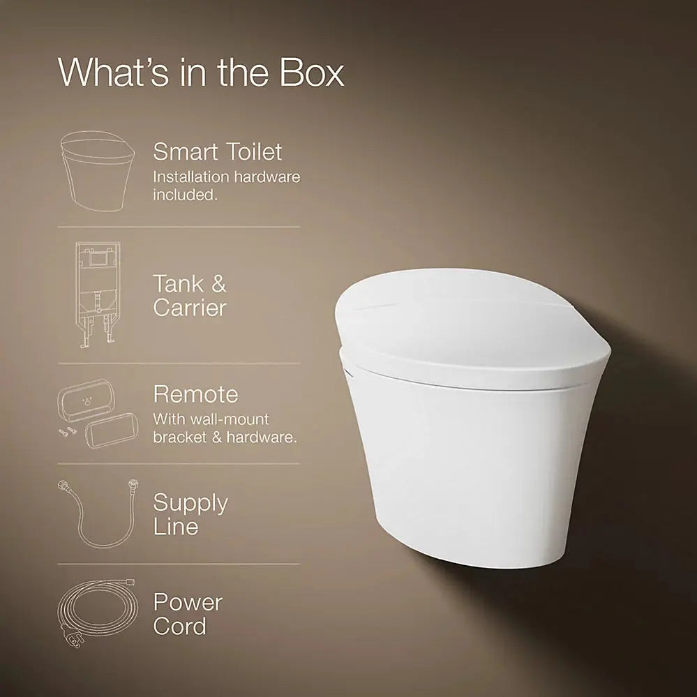 Kohler Veil One-piece wall-hung elongated smart toilet, dual-flush White - Plumbing Market