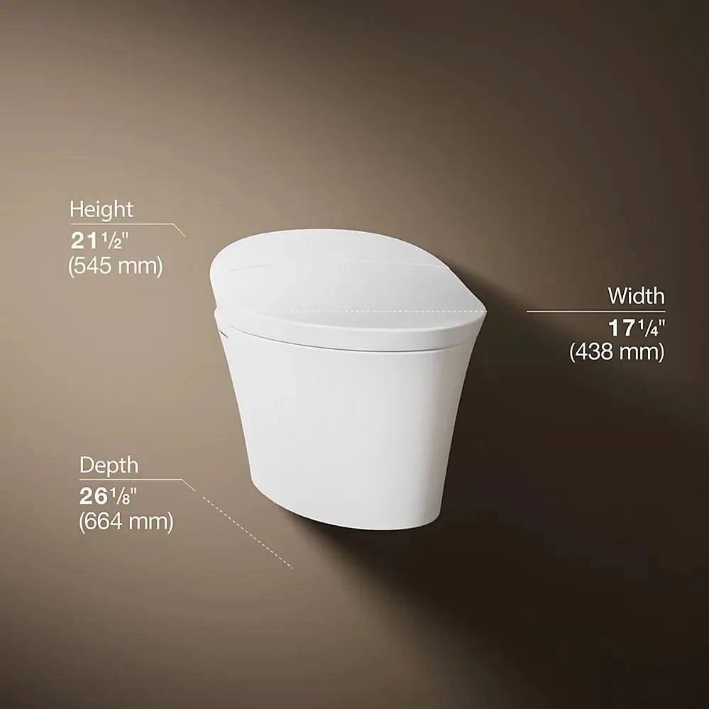 Kohler Veil One-piece wall-hung elongated smart toilet, dual-flush White - Plumbing Market