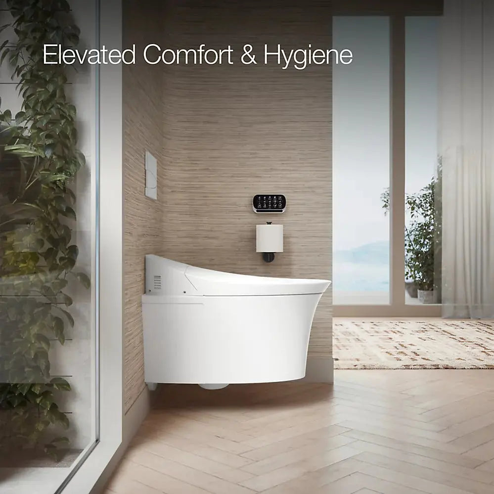 Kohler Veil One-piece wall-hung elongated smart toilet, dual-flush White - Plumbing Market
