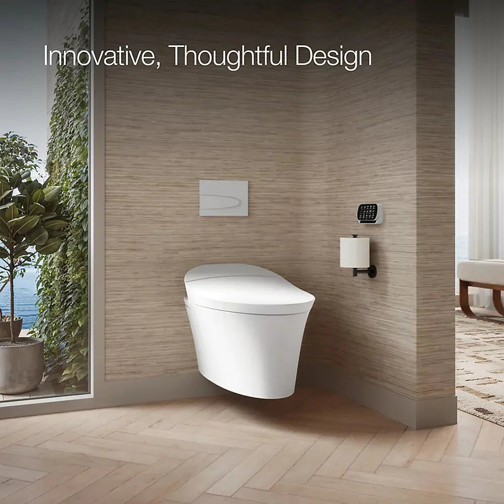 Kohler Veil One-piece wall-hung elongated smart toilet, dual-flush White - Plumbing Market