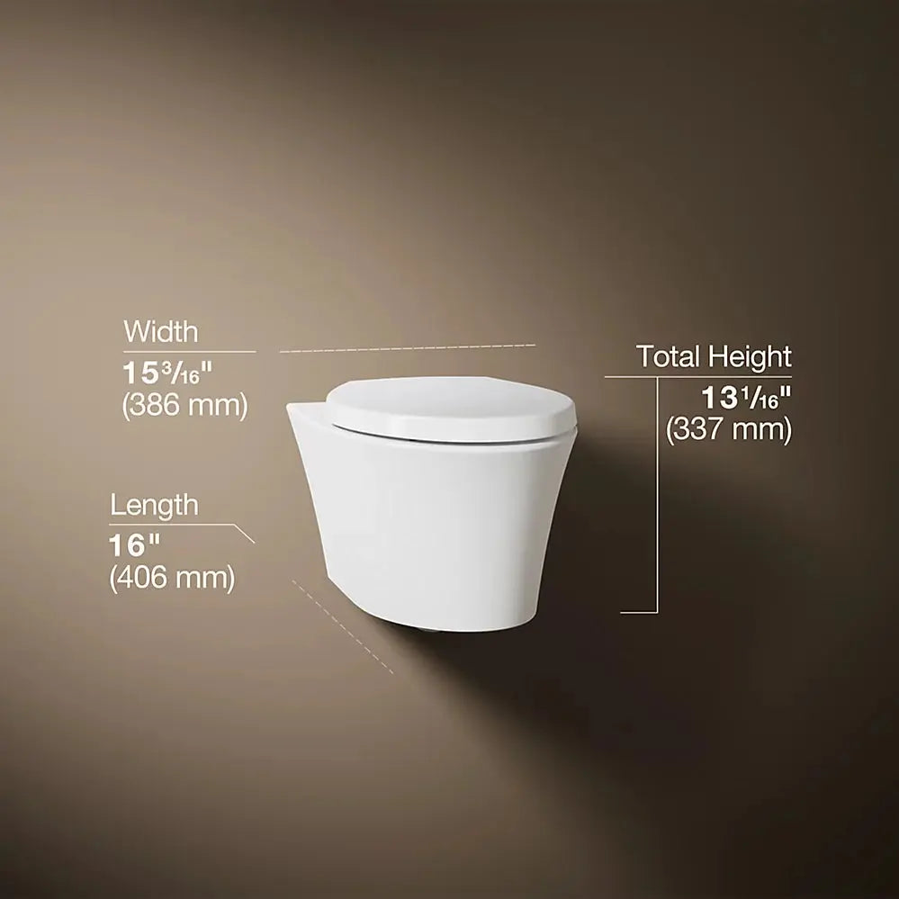 Kohler Veil Wall-hung compact elongated toilet, dual-flush white - Plumbing Market