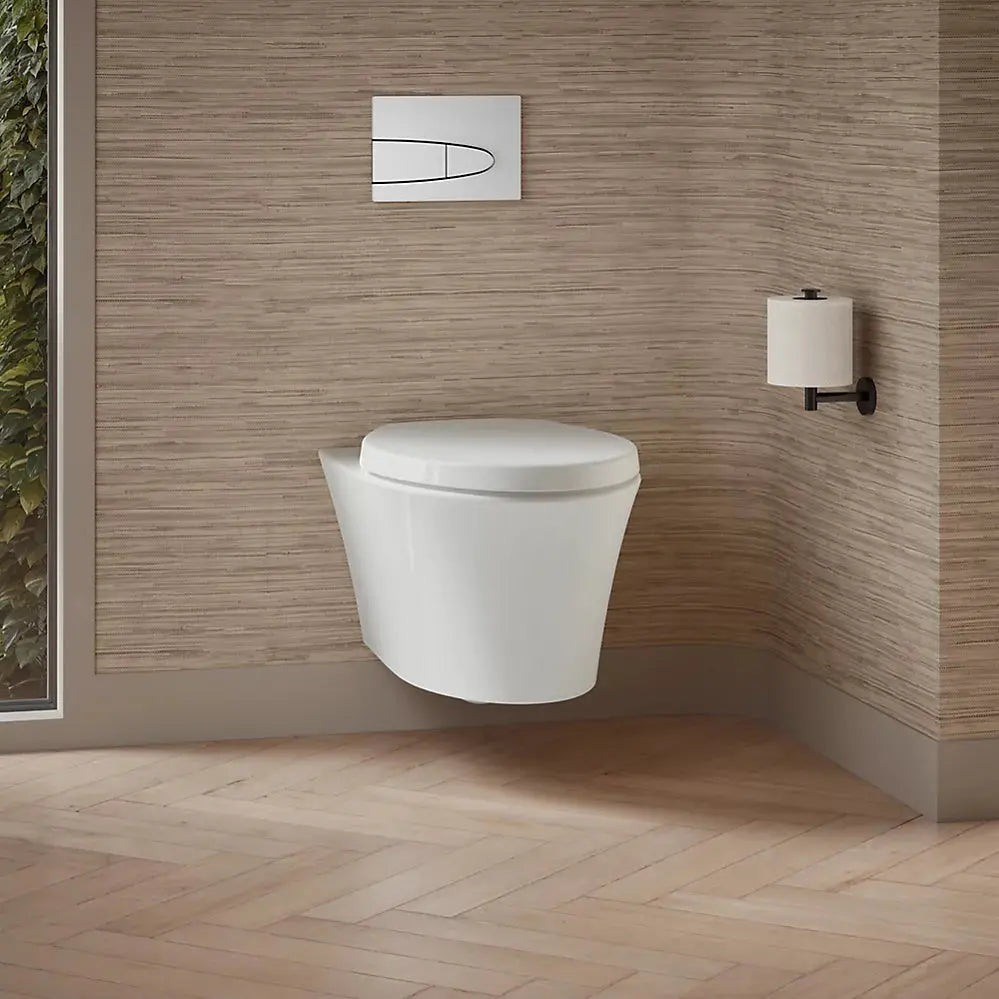 Kohler Veil Wall-hung compact elongated toilet, dual-flush white - Plumbing Market
