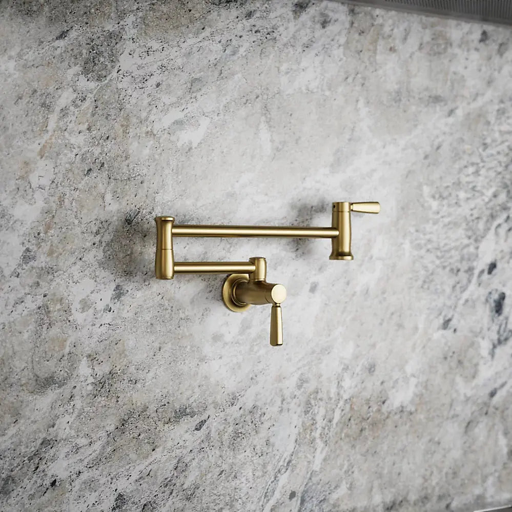 Kohler Wall-mount Pot Filler Vibrant Brushed Moderne Brass 35744-2MB - Plumbing Market