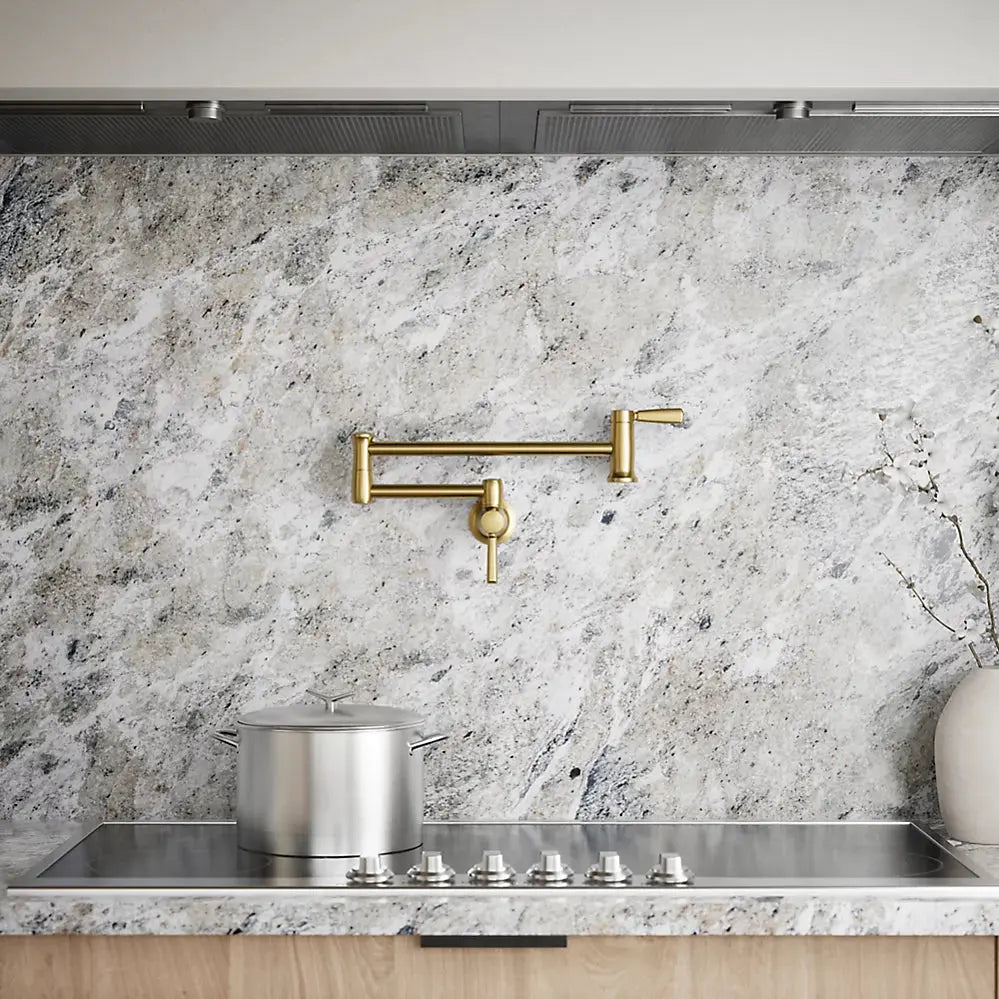 Kohler Wall-mount Pot Filler Vibrant Brushed Moderne Brass 35744-2MB - Plumbing Market