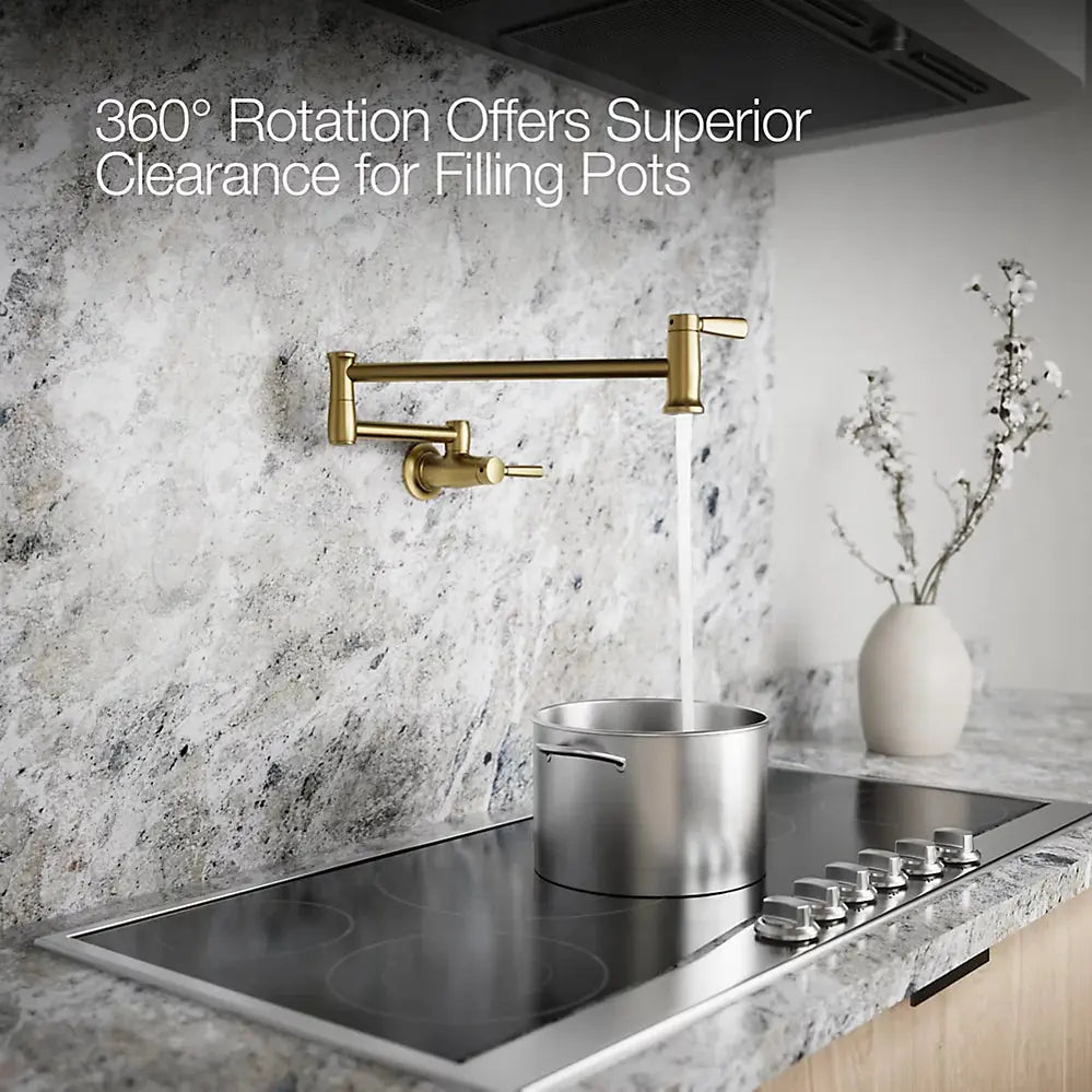 Kohler Wall-mount Pot Filler Vibrant Brushed Moderne Brass 35744-2MB - Plumbing Market